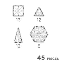 Het Cleverclixx geo pack pastel 45 stuks is een perfecte set wanneer je je kindje wilt laten kennis maken met magnetisch bouwen. Deze variant is ook goed te gebruiken als uitbreidingsset. VanZus.