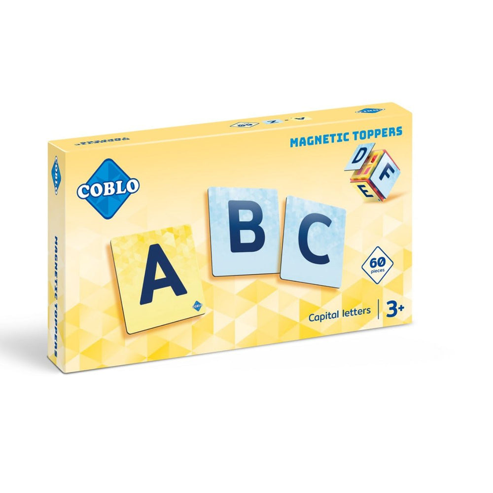 De toppers hoofdletters van het merk Coblo is educatief speelgoed dat helpt op een leuke manier het alfabet te leren. Leer woorden of je naam schrijven of speel scrabble. Combineer met kleine letters. VanZus