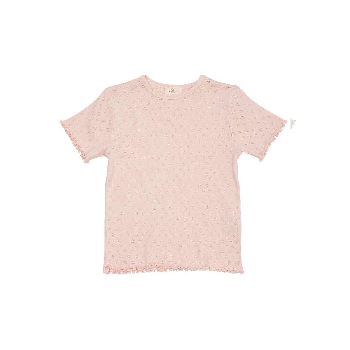 Een musthave: het pointelle heart t-shirt in kleur dusty rose van Copenhagen Colors. Een zachte stof met subtiel hartjes motief en golvend randje. Hip! Te koop in maten 80 t/m 128 en diverse kleuren. VanZus