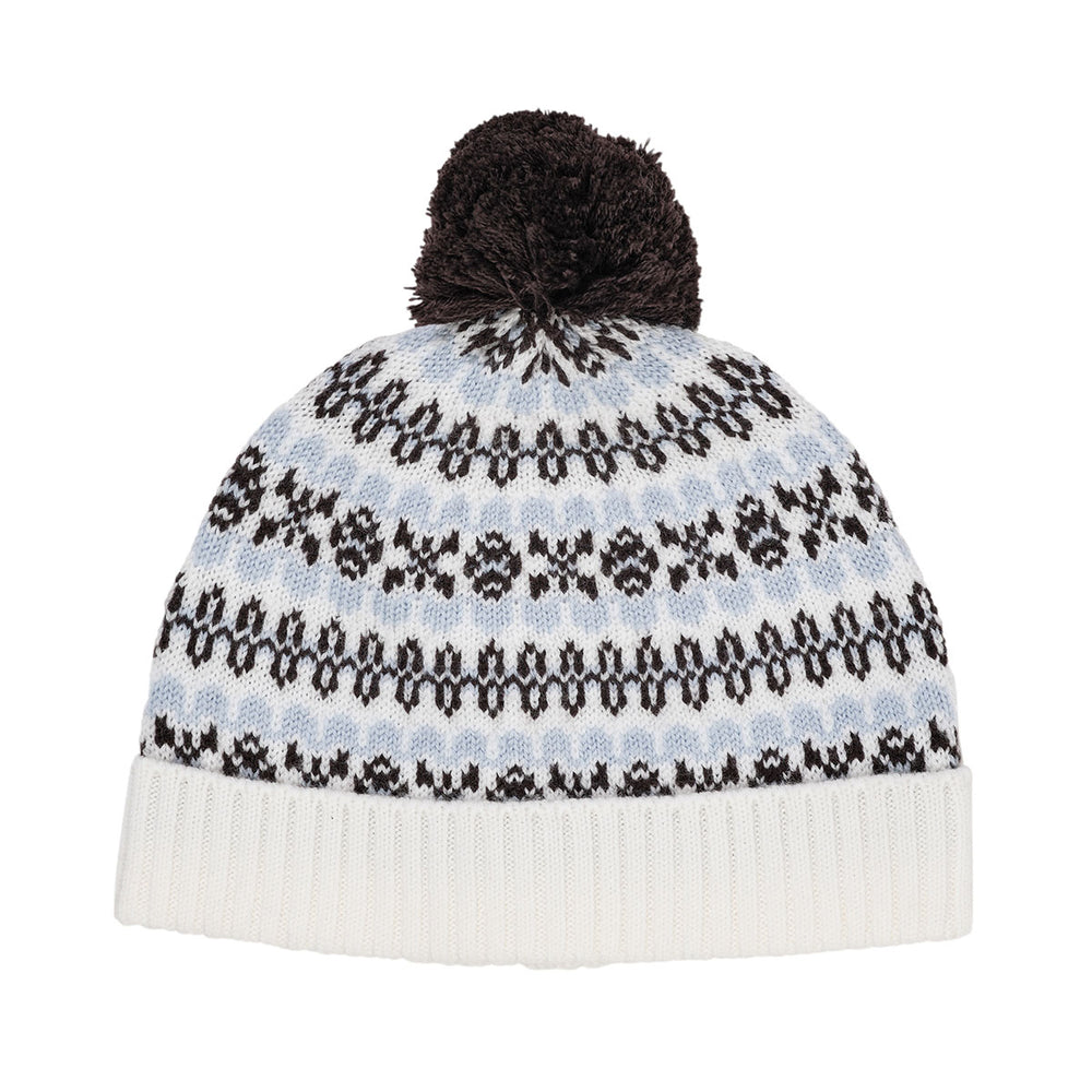 Een warm koppie en warme oortjes én er ook nog stylish uitzien? Dat komt helemaal goed met deze merino pattern beanie muts pompom in de kleur dusty blue van het merk Copenhagen Colors. VanZus