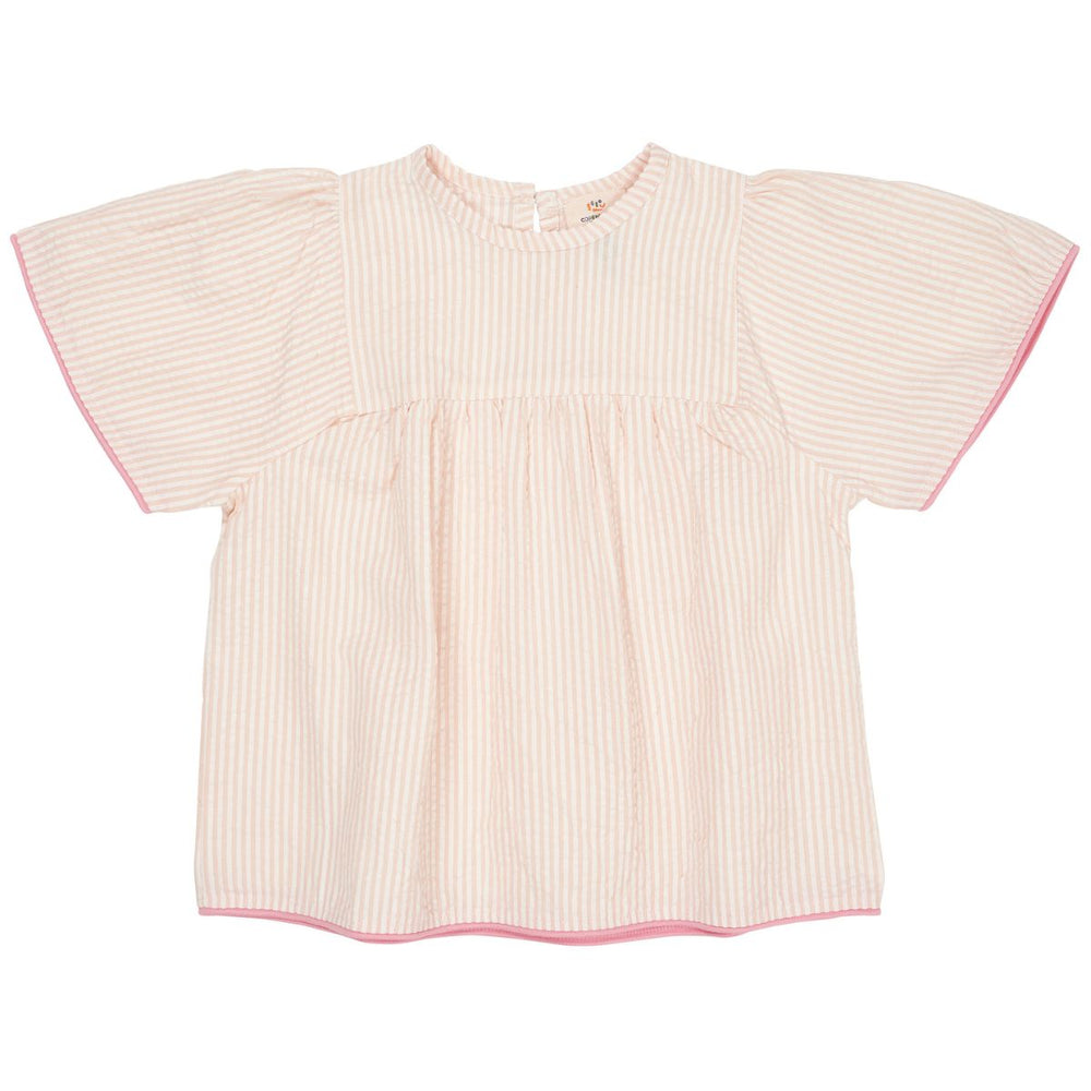 Het Copenhagen Colors seersucker shirt in de kleur dusty rose cream stripe pink is een mooie luchtige top, perfect voor warme dagen. De top is gemaakt van 100% biologisch katoen, dit maakt hem heerlijk zacht. VanZus.