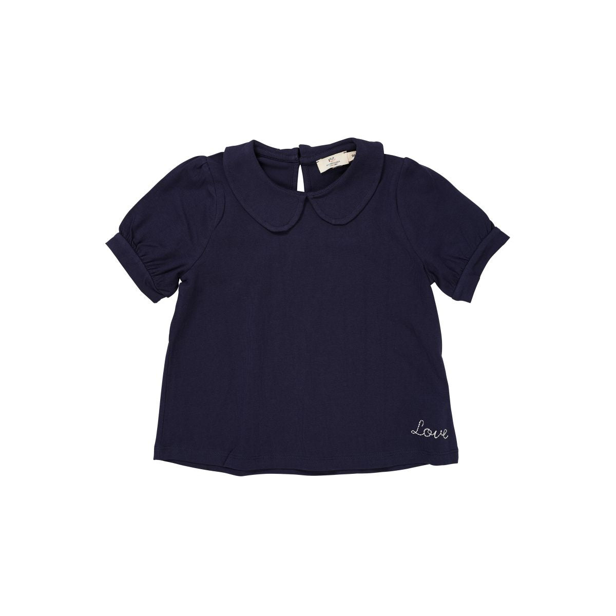 Het Copenhagen Colors solid shirt collar in de kleur navy is een super lief shirtje voor kleine meiden. Het shirtje heeft een mooie effen kleur, lichte pof mouwtjes en een heel lief kraagje. VanZus.