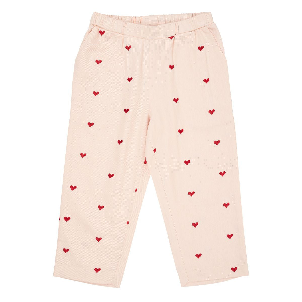 De Copenhagen Colors twill heart broek in de kleur dusty rose berry hearts is een super leuke broek voor alle kindjes die dol zijn op hartjes. De broek draagt heel fijn want hij is gemaakt van biologisch katoen. VanZus.