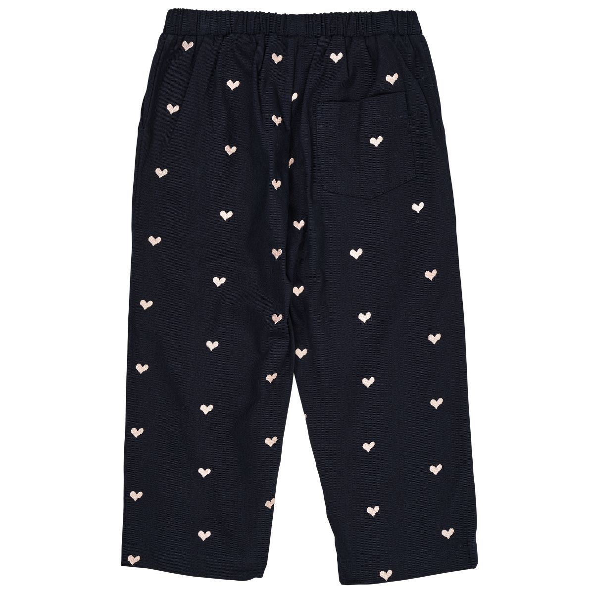 De Copenhagen Colors twill heart broek in de kleur navy soft pink hearts is een super leuke broek voor alle kindjes die dol zijn op hartjes. De broek draagt heel fijn want hij is gemaakt van biologisch katoen. VanZus.