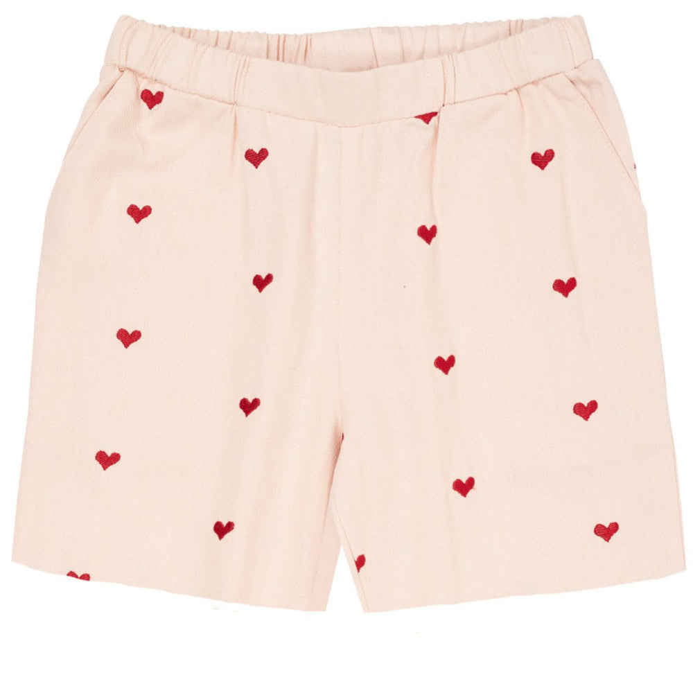De Copenhagen Colors twill heart short in de kleur dusty rose berry hearts is een super leuk broekje voor alle kindjes die dol zijn op hartjes. De short draagt heel fijn want hij is gemaakt van biologisch katoen. VanZus.