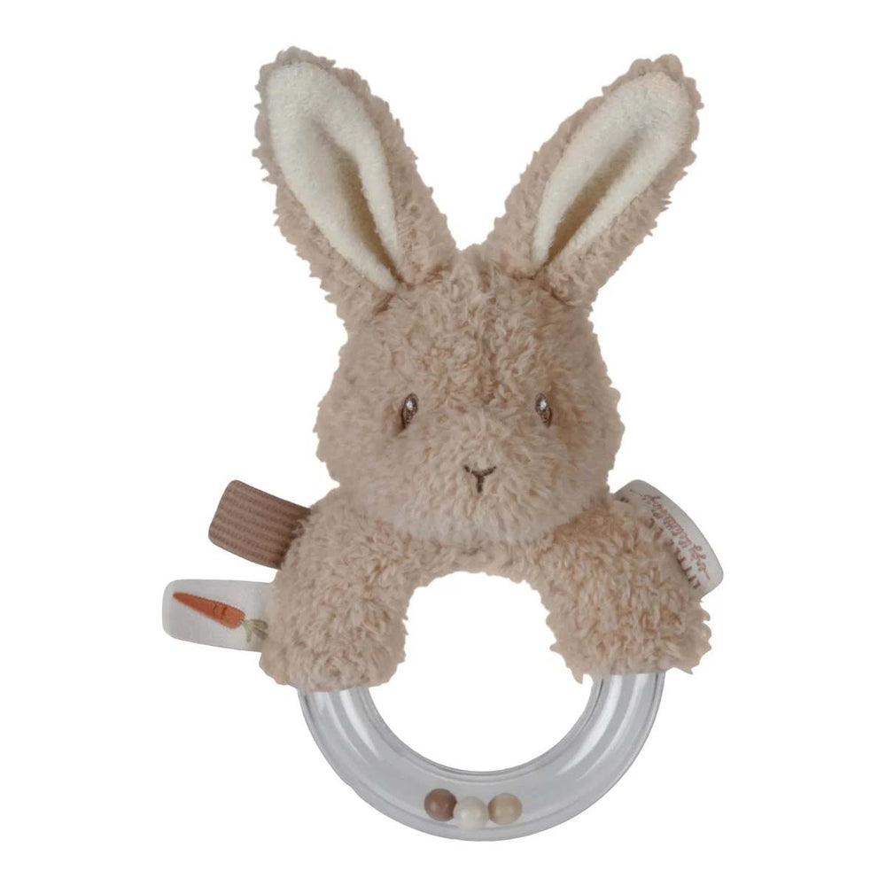 De Little Dutch ringrammelaar baby bunny is een super leuk speeltje voor jouw kindje. Deze rammelaar bestaat uit een ring, met daarin drie kleine balletjes. Als het speeltje beweegt dan rammelen de balletjes. VanZus.