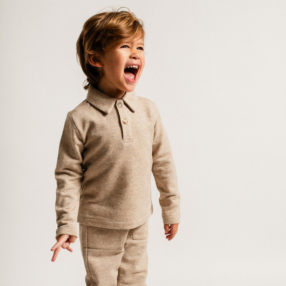 Baje Studio denezy polo lange mouwen sand melange multicolor