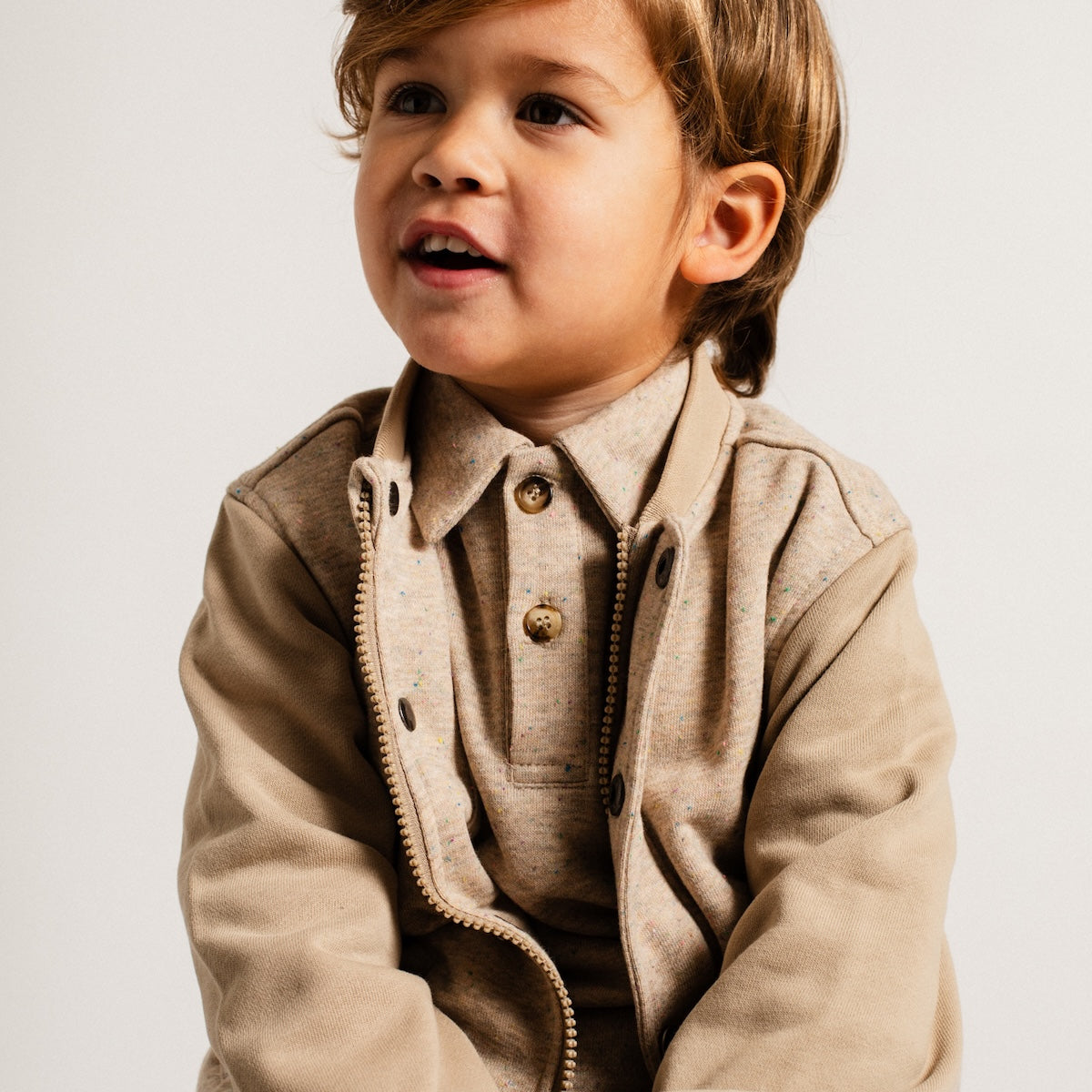 Baje Studio denezy polo lange mouwen sand melange multicolor