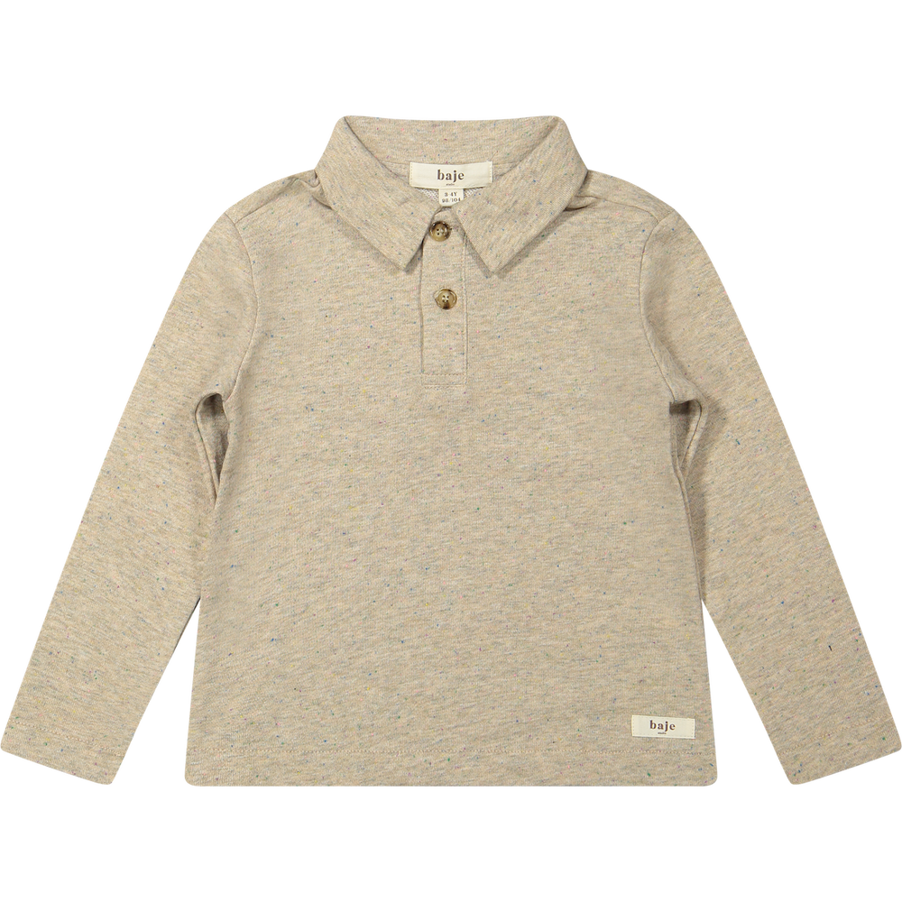 Baje Studio denezy polo lange mouwen sand melange multicolor