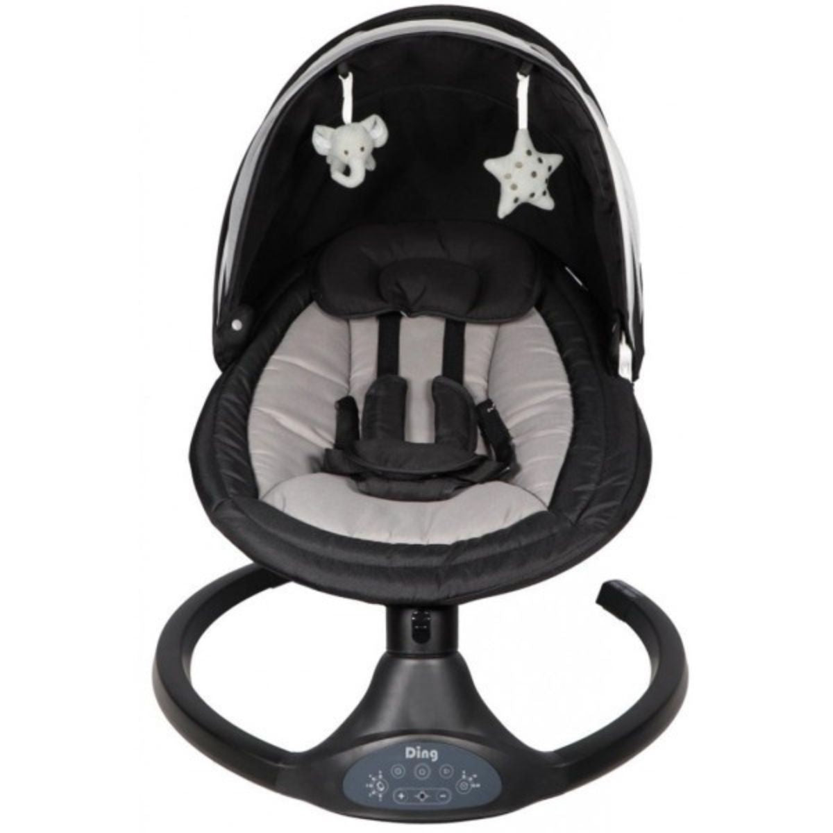 Deze hugg swing babyschommel in de kleur black van het merk Ding is ideaal om je kleintje rustig in slaap te wiegen. Ook kun je je kindje er in plaatsen om hem of haar even bezig te houden. Het schattige olifantje en de sterrenhanger zullen daar zeker bij helpen! VanZus