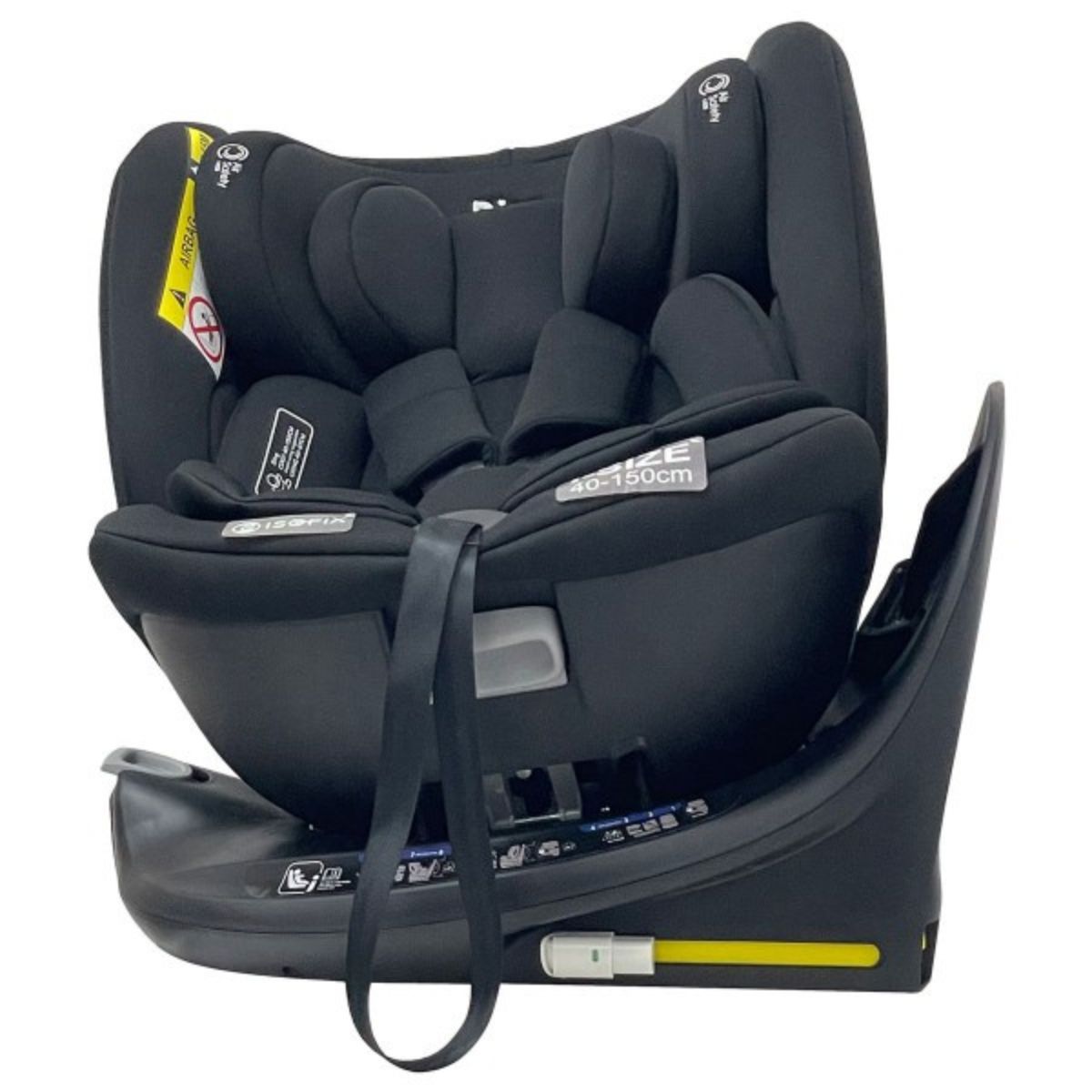 De mae i-size autostoel in black van Ding biedt comfort en gemak met draaibare Isofix-connectoren en top-tether. Geschikt voor kinderen van 40 tot 150 cm, met 12 posities voor de hoofdsteun en wasbare bekleding. VanZus