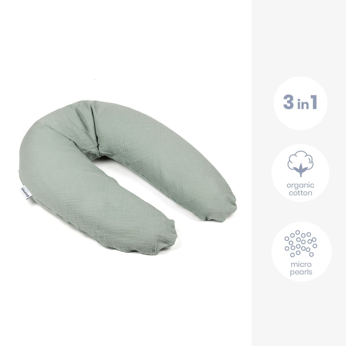 Het Doomoo Comfy Big Tetra voedingskussen green is een ideaal 3-in-1 voedingskussen dat je kunt gebruiken tijdens en na de zwangerschap. Het kussen zorgt ervoor dat je comfortabel kunt slapen voeden. VanZus.