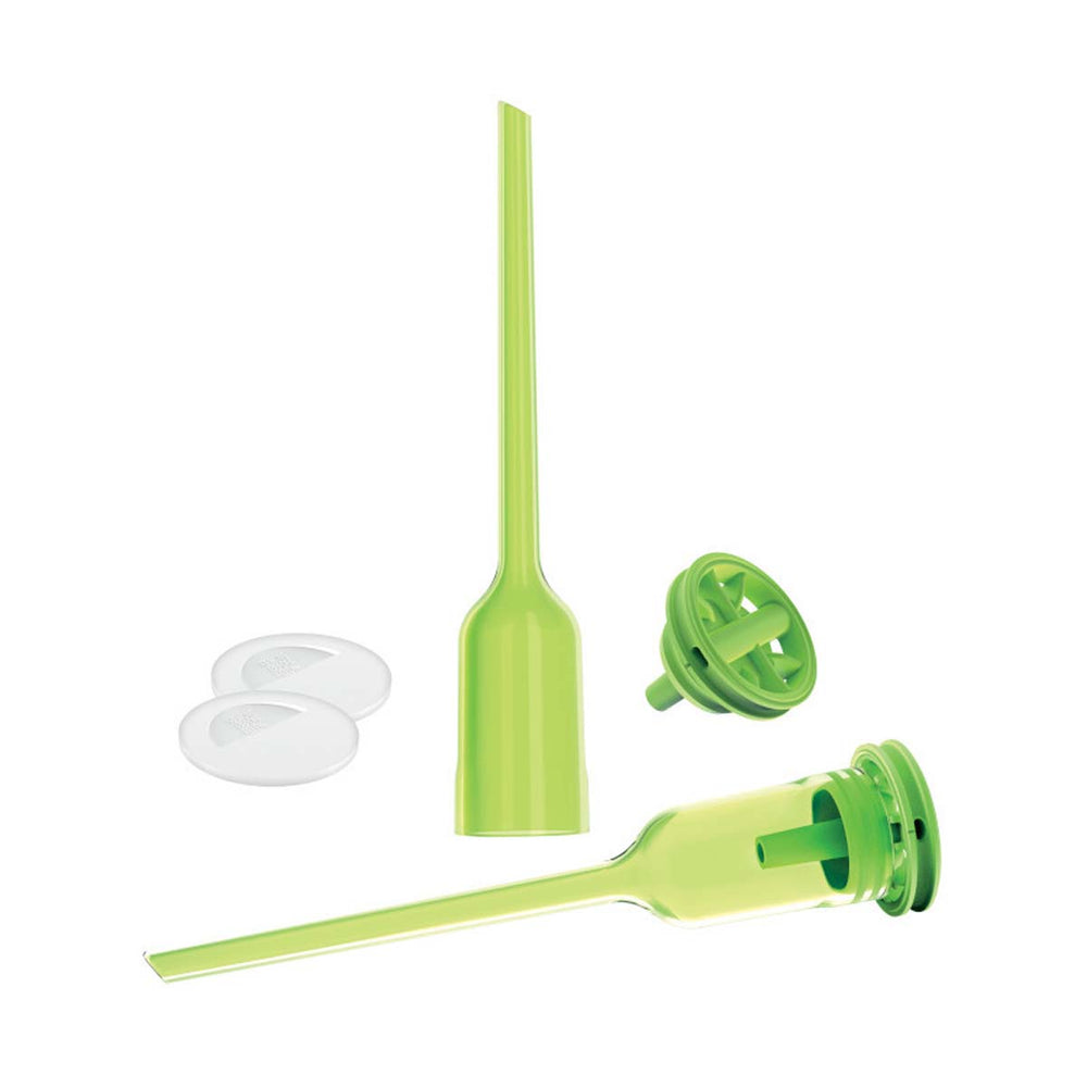 De Dr. Brown's reserveonderdelen voor flessen smal-set bestaat uit: twee keer een ventiel met aanvoerpijpje in de kleur groen. Deze ventielset past op Option+ narrow/smalle halsflessen van 250 ml. van Dr. Brown’s | VanZus.