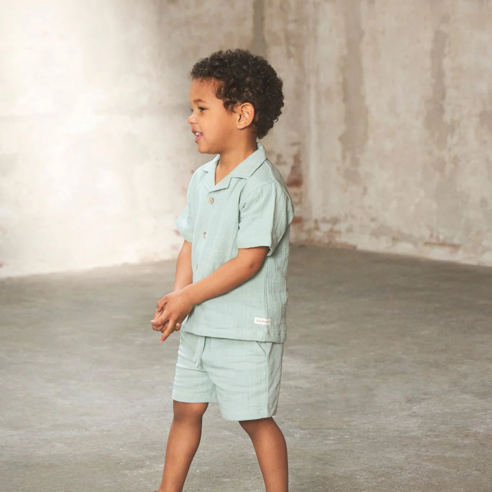 En Fant mousseline blouse korte mouwen jadeite