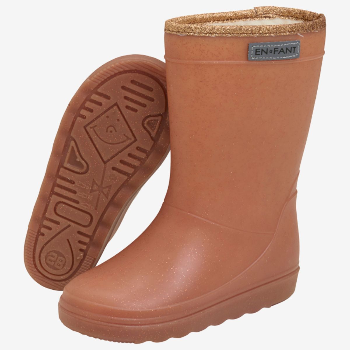 Bescherm de voeten van je kleintje tegen fikse regenbuien met deze thermoboots in glitter mocha bique van het vrolijke merk En Fant. De outfit van jouw mini me outfit zal zeker schitteren met deze glitterende regenboots in een prachtige oranje kleur. VanZus