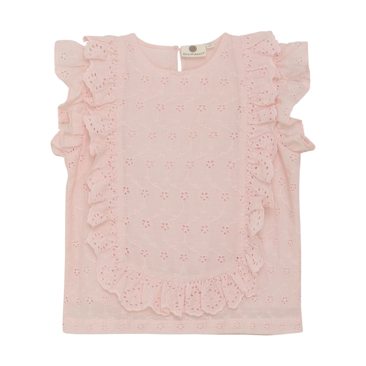 De En Fant top veiled rose is perfect voor warme dagen. Een schattige, romantische ademende roze zomertop voor jouw kleine! Met ruches en kanten stof. VanZus