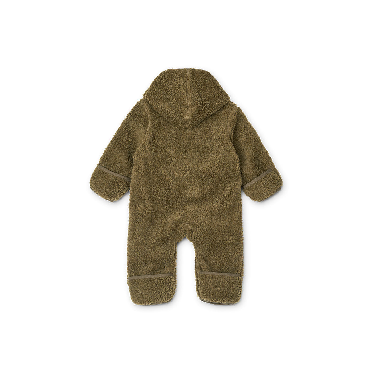 Tover jouw mini om tot een klein teddy beertje met deze baby jumpsuit teddy khaki van Liewood. Warm, zacht en superschattig. Het babypakje van teddystof is eenvoudig aan en uit te trekken door drukknopen. VanZus