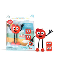 Glo Pals light-up badspeeltje characters Sammy licht op bij contact met water. Kleur rood, inclusief 2 blokjes. Voor veel waterplezier. Ook in andere varianten. VanZus