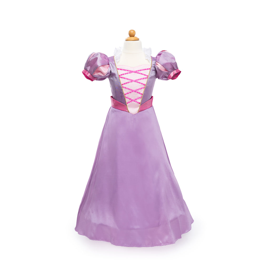Deze prachtige boutique Rapunzel prinsessenjurk van het leuke merk Great Pretenders tovert elke kleine meid om in Rapuzel. Zodra je kindje deze mooie paarse jurk aantrekt, kunnen de koninklijke avonturen als Rapunzel beginnen. VanZus