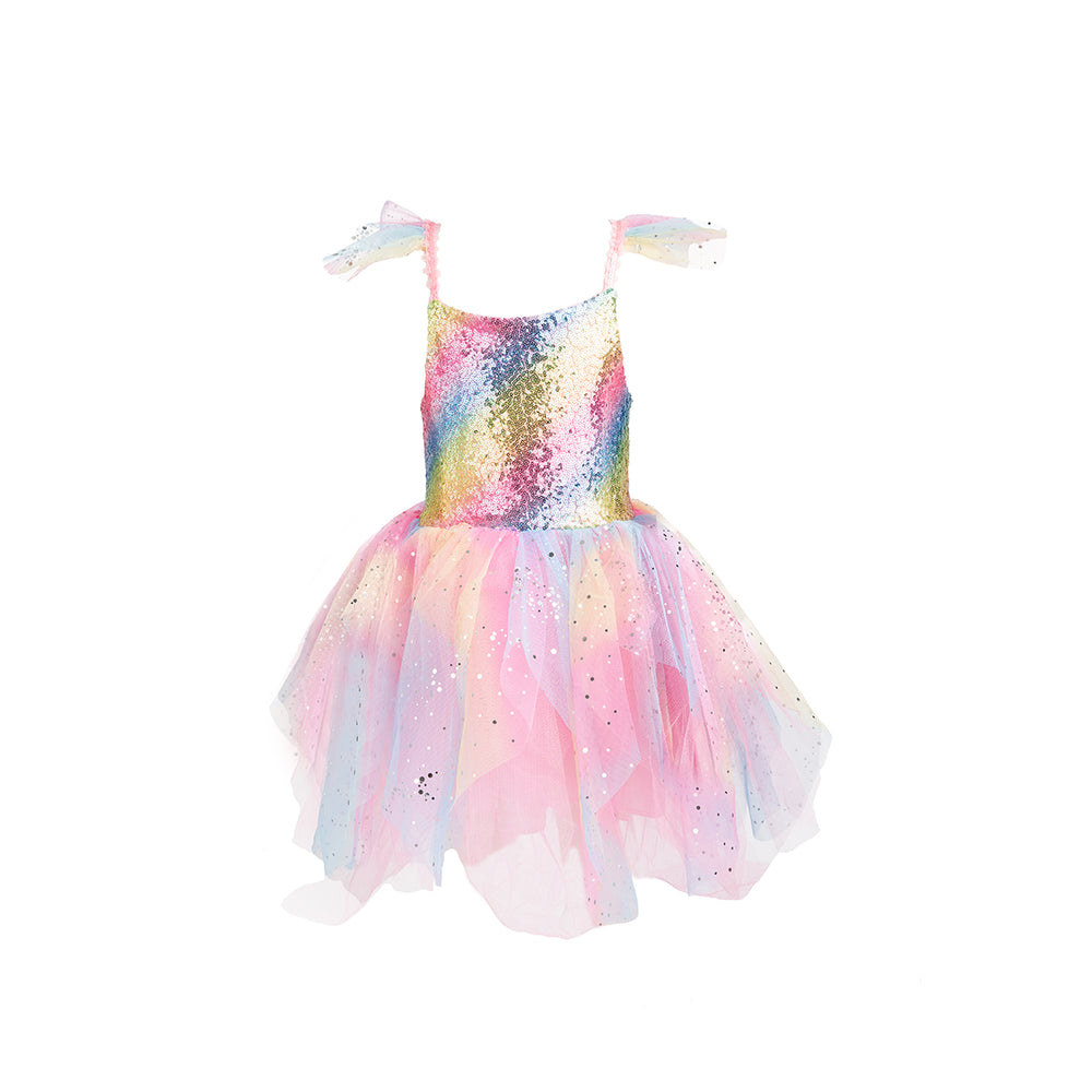 Verzamel je feeënstof en maak je vleugels klaar voor magische avonturen met deze schattige regenboogfee jurk van het merk Great Pretenders. Dit jurkje is ideaal voor elk meisje dat graag in een prachtige fee verandert. VanZus