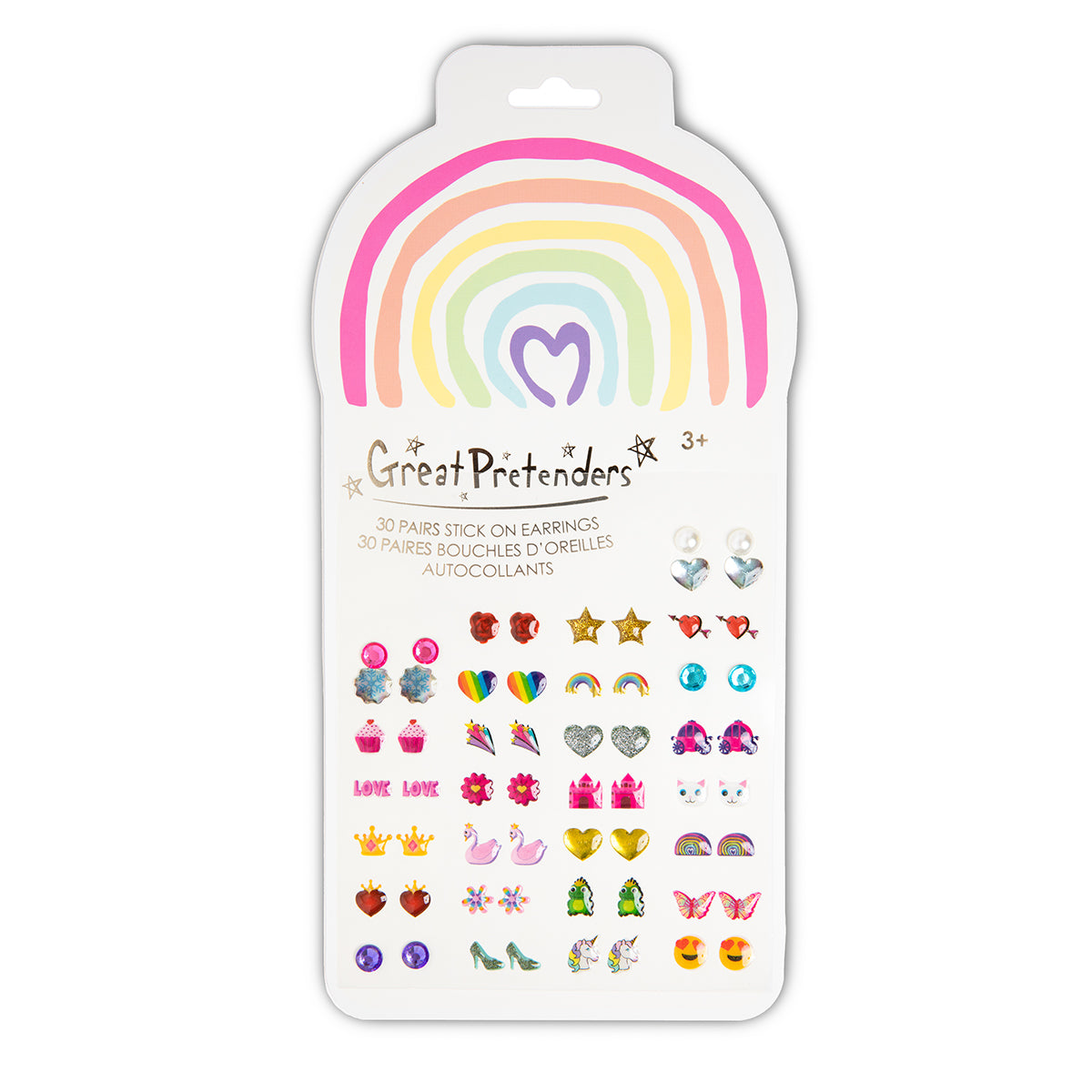 Maak de outfits van je kleintje extra vrolijk met deze schattige regenboog love plakoorbellen van het merk Great Pretenders. Heeft je kindje geen oorgaatjes? Geen probleem! Deze schattige stickers plak je zo op, waardoor het lijkt alsof je kindje oorbellen draagt! VanZus