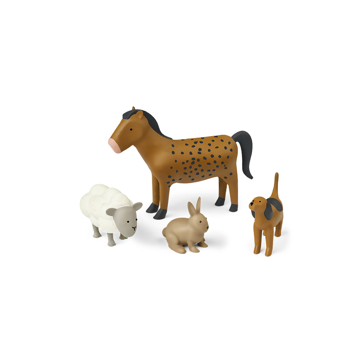 Laat de fantasie van je kind de vrije loop met Liewood harrison boerderijdieren 4-pack. Deze set met boerderijdieren bestaat uit vier dieren: een paard, een schaap, een konijn en een hond. VanZus,