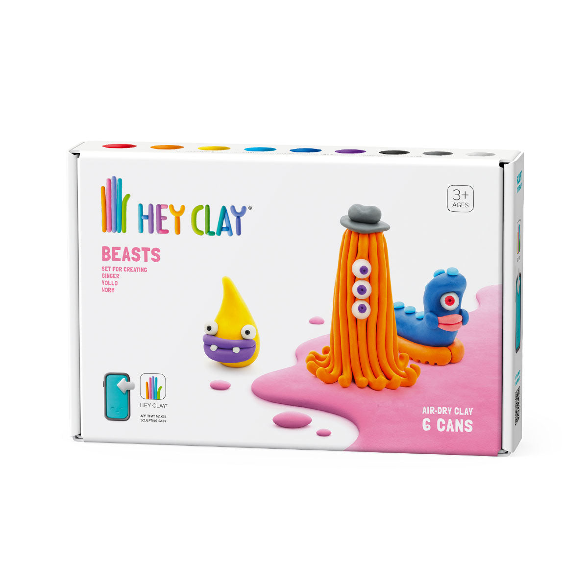 Boetseer vrolijk uitziende gekleurde beesten met de boetseerklei én bijbehorende app van HeyClay in de variant beasts worm, ginger, drop 6 stuks. De klei plakt niet en droogt snel, daardoor kunnen kinderen de figuurtjes al snel gebruiken als speelgoedpoppetjes. VanZus