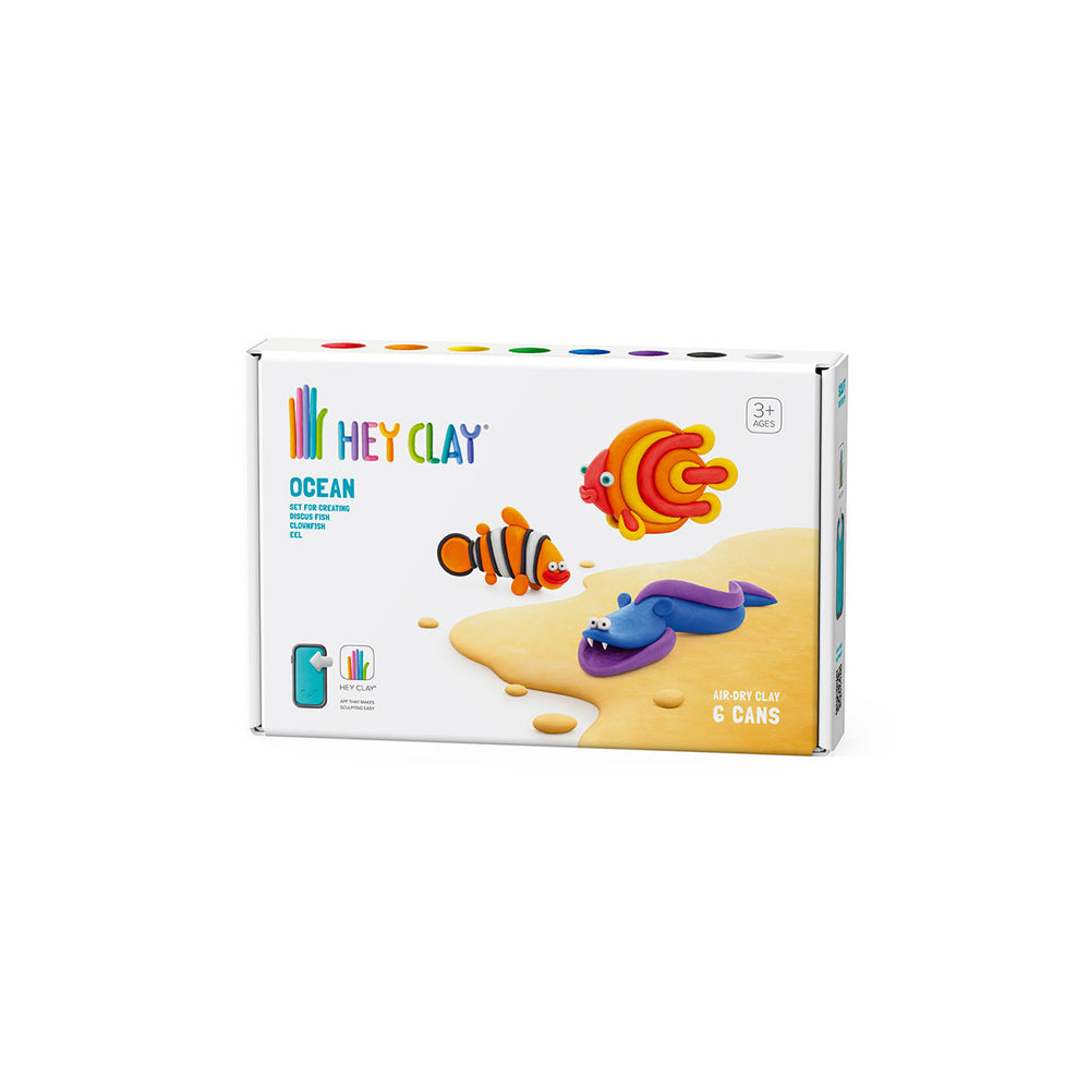 Boetseer Clownfish, Discus Fish en Eel met de boetseerklei én bijbehorende app van HeyClay uit de collectie Ocean. 6 stuks klei, plakt niet en droogt snel. Creatief en leerzaam. VanZus