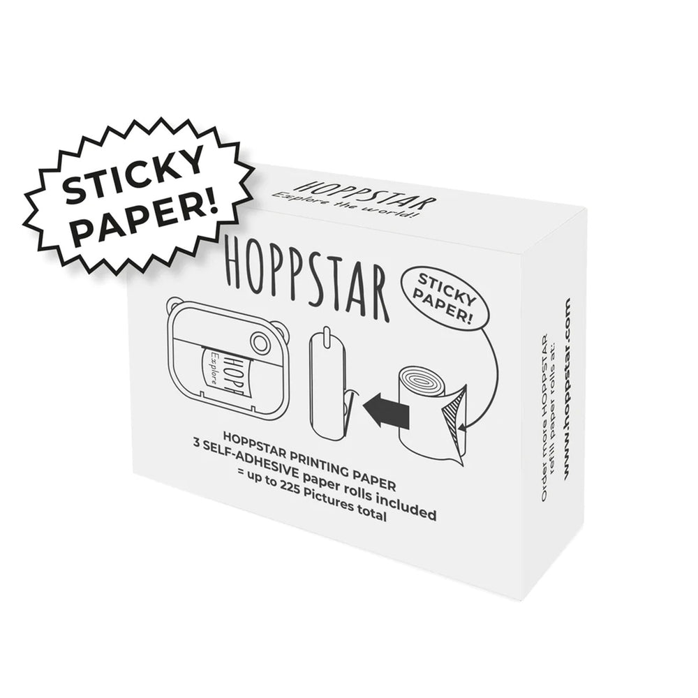 De Hoppstar refill zelfklevende papierrollen 3 stuks zijn het perfecte accessoire voor de Hoppstar Artist camera. Deze camera wordt geleverd met 3 rolletjes print papier. Als deze op zijn is deze refill perfect. VanZus.