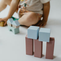Je kindje kan zijn of haar fantasie compleet de vrije loop laten met deze leuke Moes Play Imagi Blocks! Deze set bestaat uit 16 blokken waarmee je kindje naar hartenlust kan spelen, bouwen en omgooien. Wat je kindje ook wil creëren, het kan met deze leuke blokkenset! VanZus