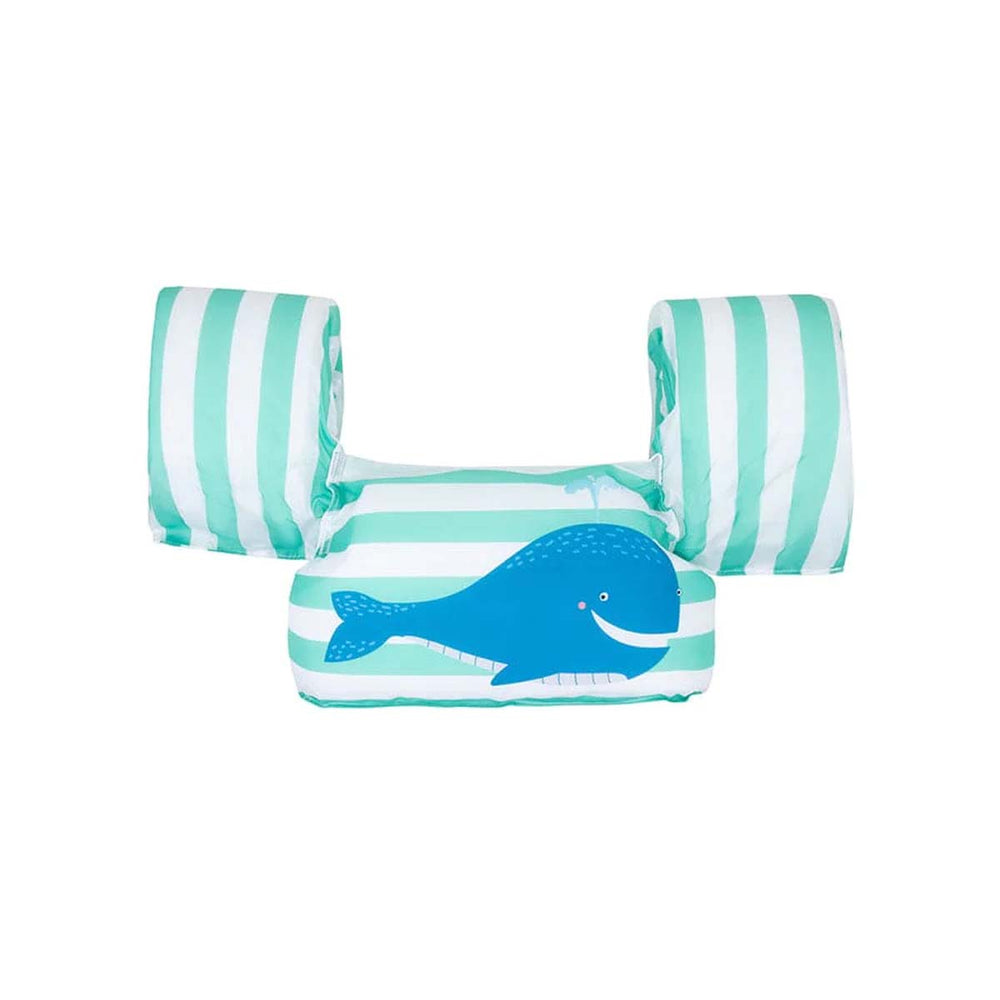 De Swim Essentials puddle jumper green whale is het perfecte alternatief wanneer je kindje niet van zwembandjes houdt. De puddle jumper zorgt ervoor dat je kindje beschermd is en lekker kan zwemmen. VanZus.