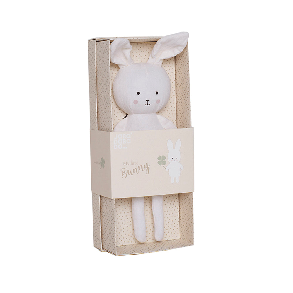 Buddy bunny van het merk Jabadabado is een  zacht en knuffelig vriendje voor jouw kleintje. Wordt geleverd in een mooie geschenkdoos. Ook in de variant puppy te koop. VanZus