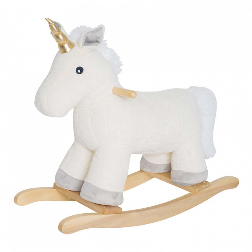 Ontdek de magie van het witte unicorn hobbelpaard van Jabadabado. Geschikt vanaf 12 maanden, voegt dit betoverende speelgoed een vleugje fantasie toe aan elke kinderkamer. VanZus