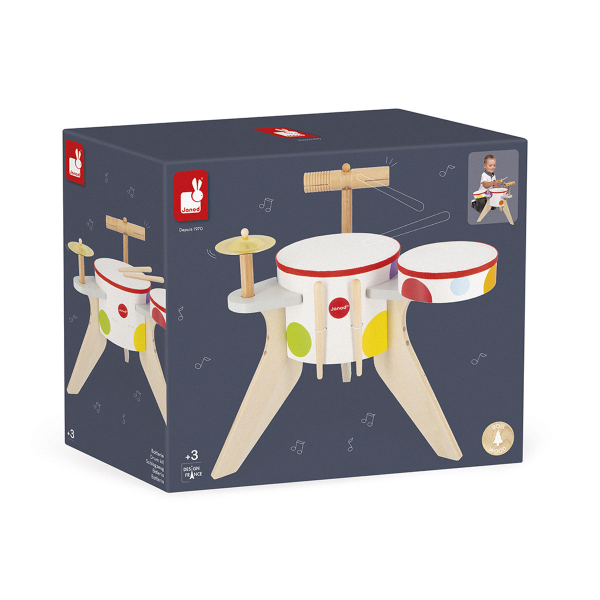 Is jouw kindje gek op het maken van muziek? Dan is dit confetti drumstel van het merk Janod een echte must have voor jullie! Door middel van dit drumstel kan je kindje op zijn eigen tempo de wondere wereld van muziek ontdekken. VanZus