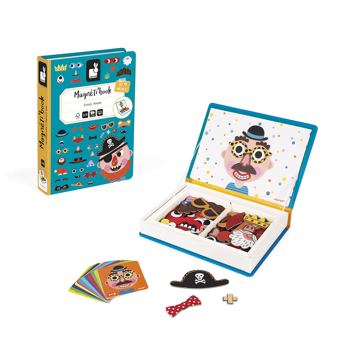 Is het tijd voor ontspanning? Dan is het tijd voor het magnetibook gekke gezichten jongens speelgoed van het merk Janod. Met dit magneetboek kan je kindje verschillende gezichten en personages namaken. Op wie lijk jij het meest? VanZus