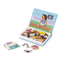 Is het tijd voor ontspanning? Dan is het tijd voor het magnetibook sporten speelgoed van het merk Janod. Met dit magneetboek kan je kindje zich niet alleen uren vermaken, dit spel helpt ook bij de ontwikkeling van het kunnen spiegelen én je kindje kan met dit spel verschillende sporten ontdekken. VanZus