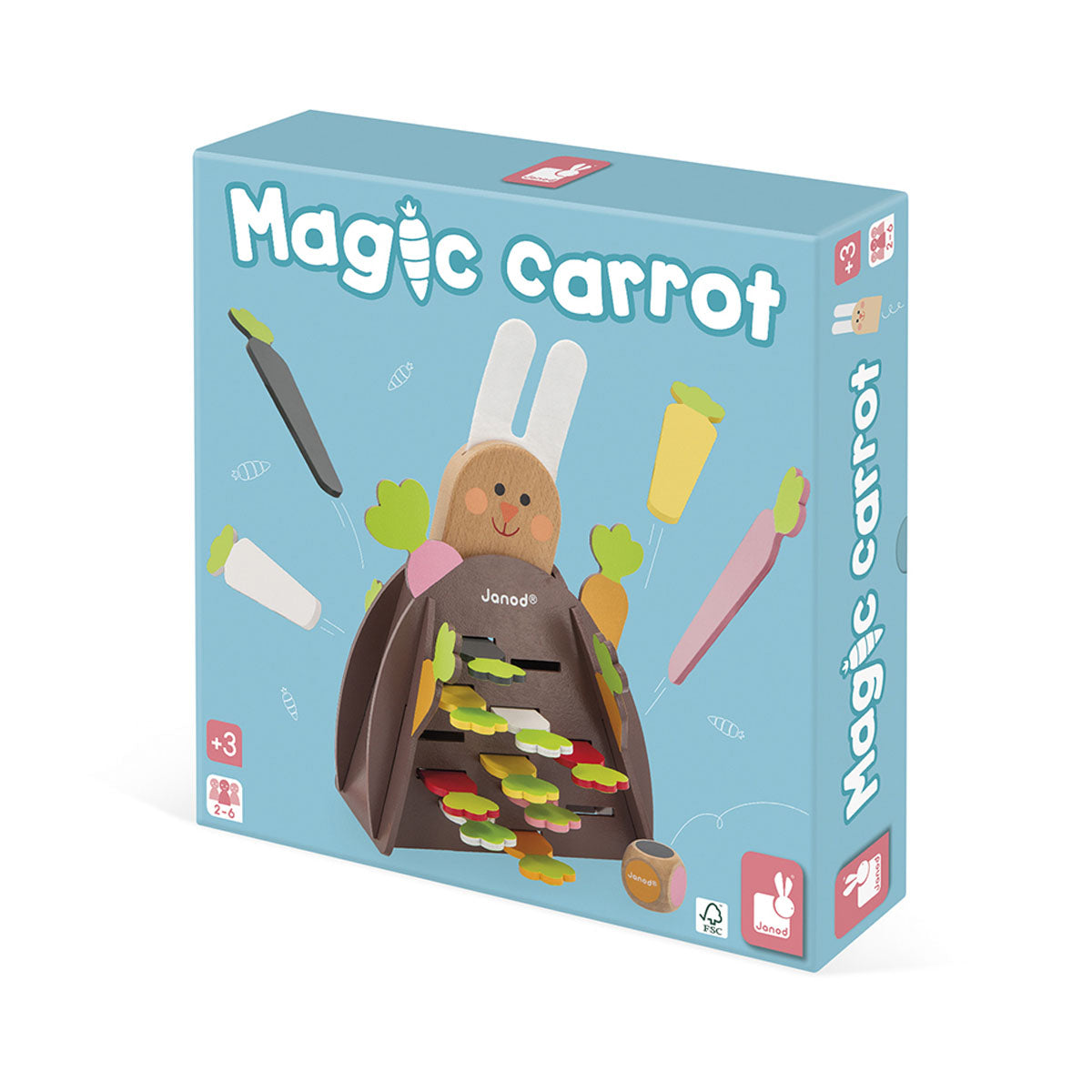 Dit leuke strategiespel magic carrot van het merk Janod is een leuk spel voor het hele gezin. Bij dit spel heeft het konijn al zijn wortelen in zijn hol gestopt… kan jij hem helpen om alles mooi op te bergen? Maar opgelet, als er te veel wordt verwijderd, valt het konijn op de grond! VanZus