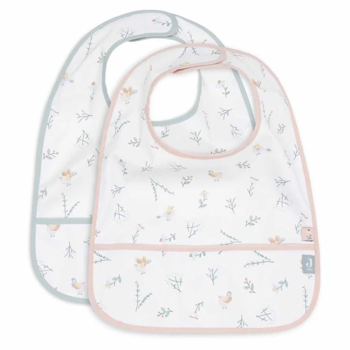 De 2-pack lovely birds waterproof slab van Jollein beschermt je baby’s kleertjes tijdens maaltijden. Waterdicht, vrolijk design met vogeltjes en makkelijk schoon te maken. Perfect voor elke maaltijd. VanZus