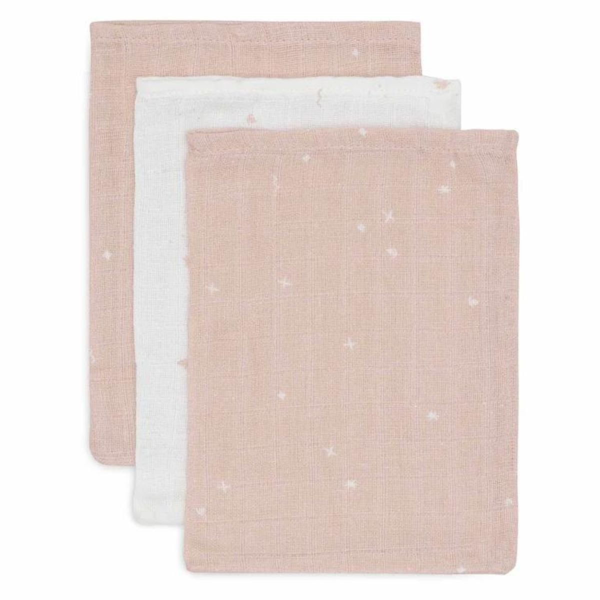 De 3-pack hydrofiele washandjes van Jollein zijn vrolijk en zacht. Deze snoetenpoetsers in de variant twinkling wild rose zijn multifunctioneel, gebruik tijdens het badje of om handjes te poetsen. VanZus