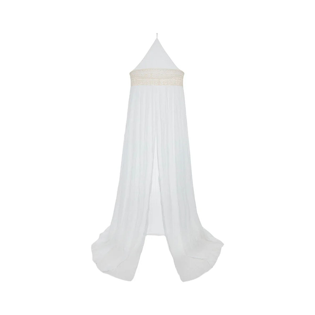 Het kamertje van jouw kleintje wordt nog gezellig met deze vintage klamboe in boho lace ivory van het merk Jollein. Deze klamboe heeft een mooie off-white kleur is voorzien van schattige kanten details aan de bovenkant. VanZus