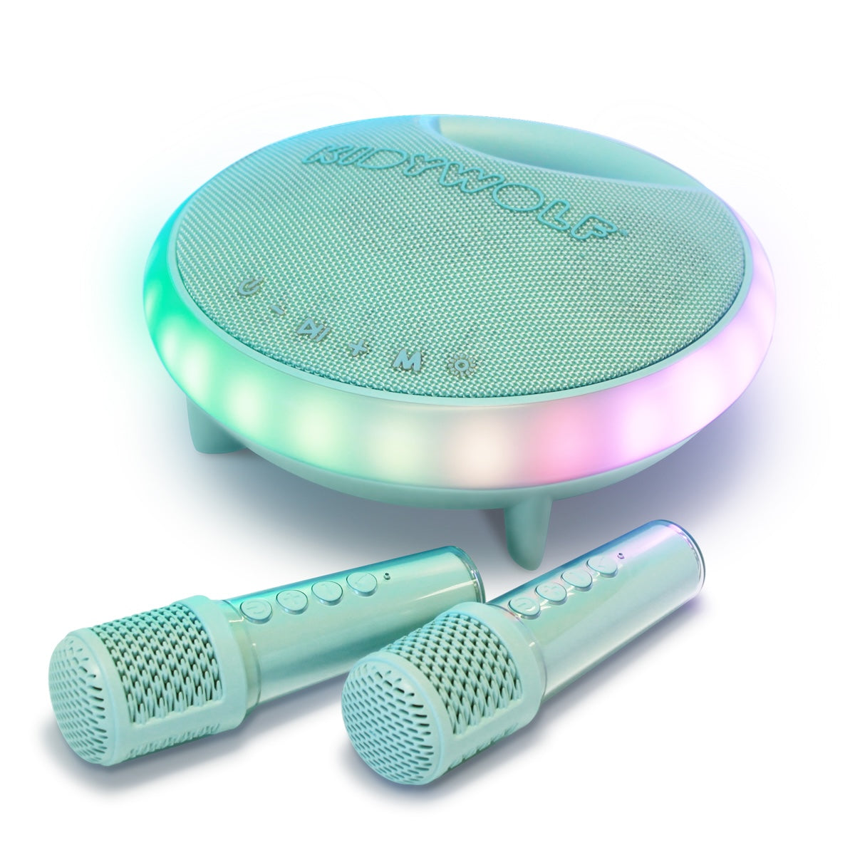 Het zingen kan beginnen met deze Kidykaraoke karaokeset met 2 microfoons van Kidywolf! Deze draagbare karaokespeaker maakt heel mooi en sterk geluid en bevat lichteffecten. VanZus