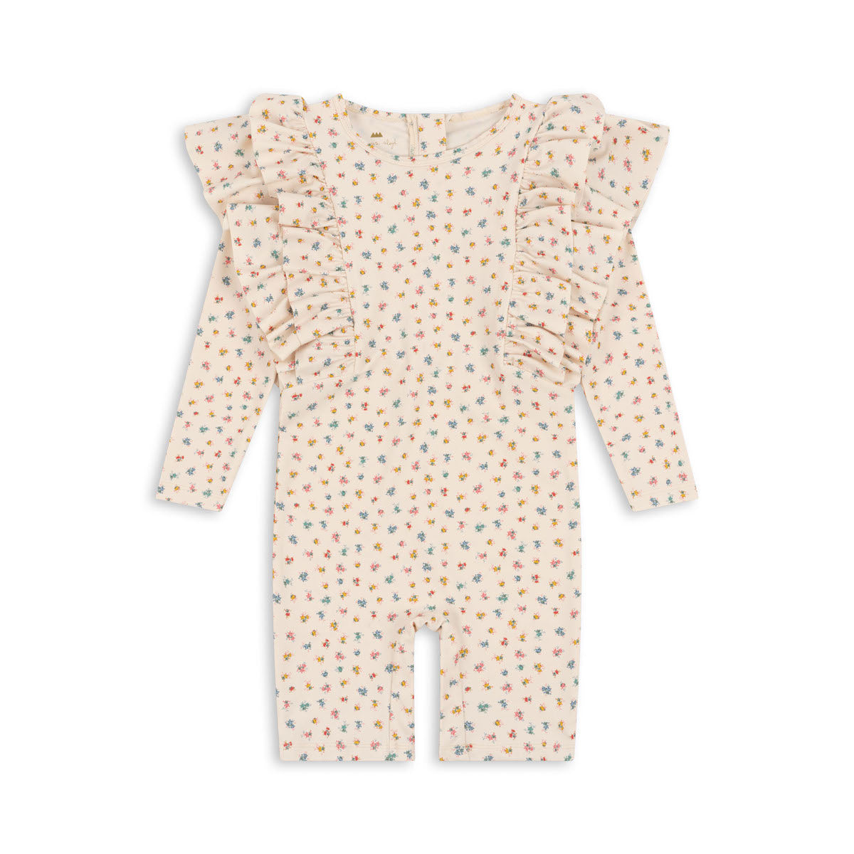 Met&nbsp;de Konges Slojd manuca frill onesie bloomie sprinkle is jouw kindje helemaal klaar voor de zomer! Met dit leuke drijfpak blijft je kindje drijven in het water én je kindje wordt beschermd tegen de zon tot wel factor 50. Deze leuke onesie is gemaakt voor zonnige dagen en veel waterpret.