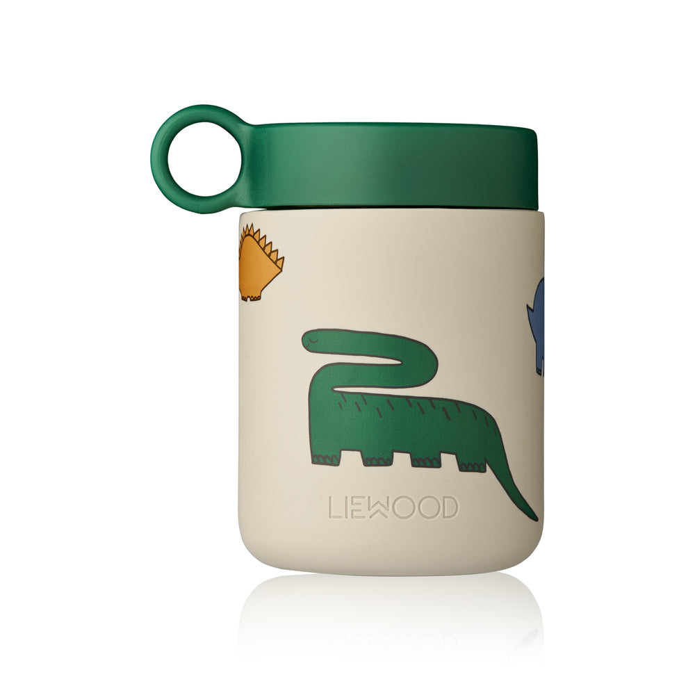 Maaltijden bewaar je in deze kian thermosbeker eten en drinken in dinosaurs/mist van het merk Liewood. Deze superhandige thermosbeker is veelzijdig en ziet er ook nog eens heel leuk uit! In deze thermosbeker kun je zowel eten als drinken bewaren. Ideaal voor naar school, onderweg of voor dagjes weg. VanZus