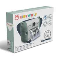 Maak onvergetelijke foto’s met de Kidyprint camera  green met ingebouwde printer van Kidywolf. De kindercamera print je foto direct uit in zwart-wit. 2.4 HD scherm, USB-C oplaadkabel en 3 rollen fotopapier. VanZus