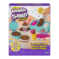 Tijd om ijsjes te gaan maken! Serveer zelf je eigen geurende Kinetic Sand ijsjes met deze Kinetic Sand Ice Cream ijsco geurend 510 gram set. Met deze set kan je kindje sundae-ijsjes, wafels, ijskoekjes en ijshoorntjes maken. VanZus