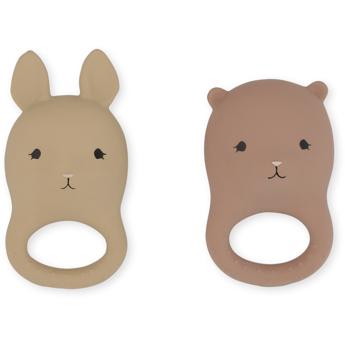 Heeft jouw kindje last van doorkomende tandjes? Dan kan een bijtring verlichting geven. Bijvoorbeeld deze leuke rabbit/bear bijtringen van Konges Slojd. De bijtringen zijn 100% veilig om op te bijten en verlichten de pijn bij doorkomende tandjes. VanZus
