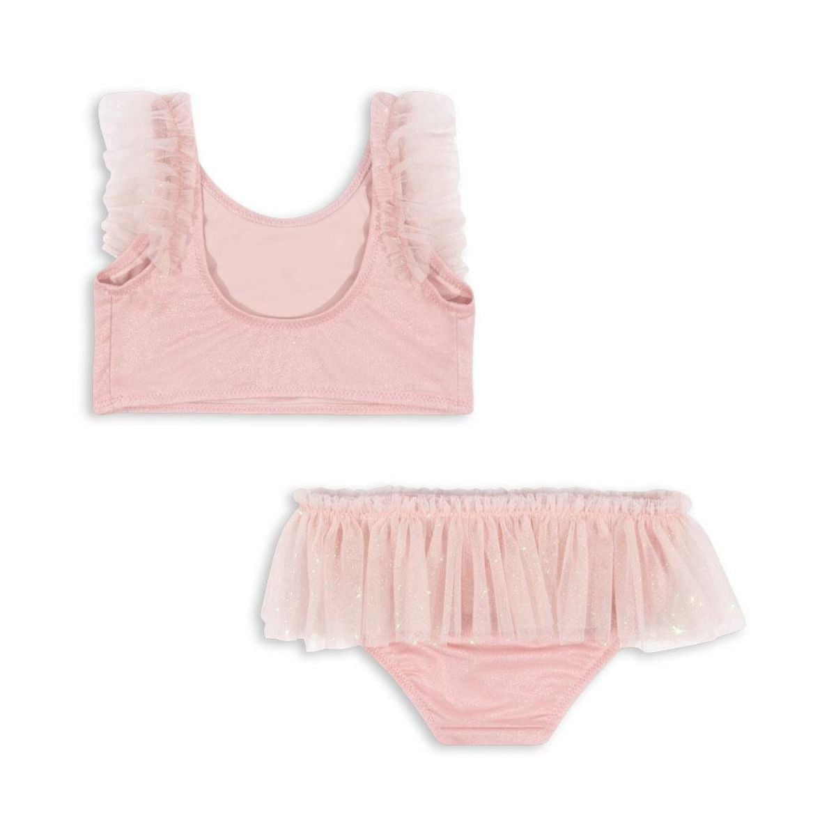 De amandine bikini in de variant powder pink van het Deense merk Konges Slojd is een schattige en trendy keuze voor jouw kleine meid deze zomer. Dit tweedelige zwemsetje bestaat uit een bikini topje en een bikinibroekje, perfect voor een dagje aan het strand of bij het zwembad. VanZus
