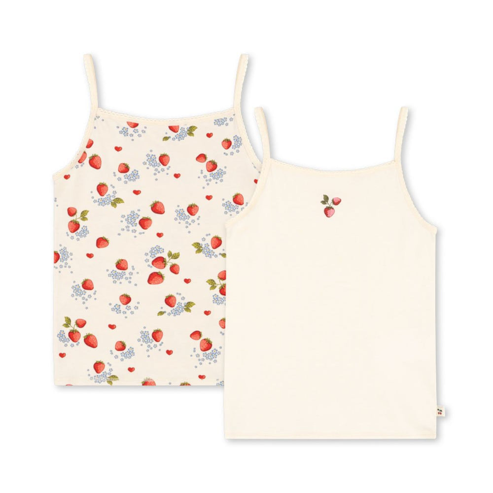 Konges Slojd basic 2-pack strap top marmalade mix is perfect voor warme dagen. Superzachte en ademende spaghetti tops: ideaal voor onder elke outfit of de zomer. VanZus