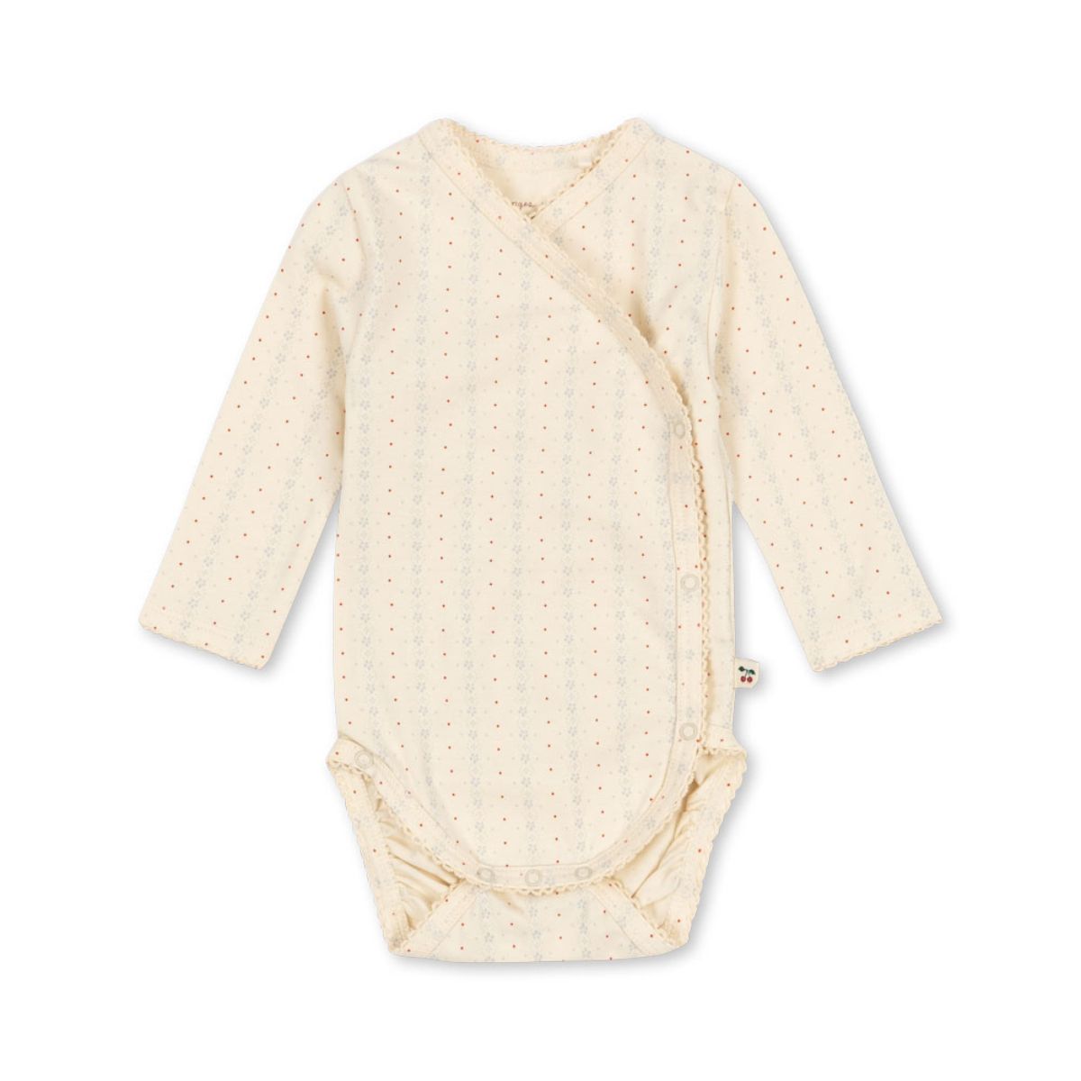 Het basic newborn rompertje in fete de fleur van het merk Konges Slojds is ideaal voor je newborn baby. Zacht, comfortabel en met overslag sluiting. Perfect voor elke gelegenheid. VanZus