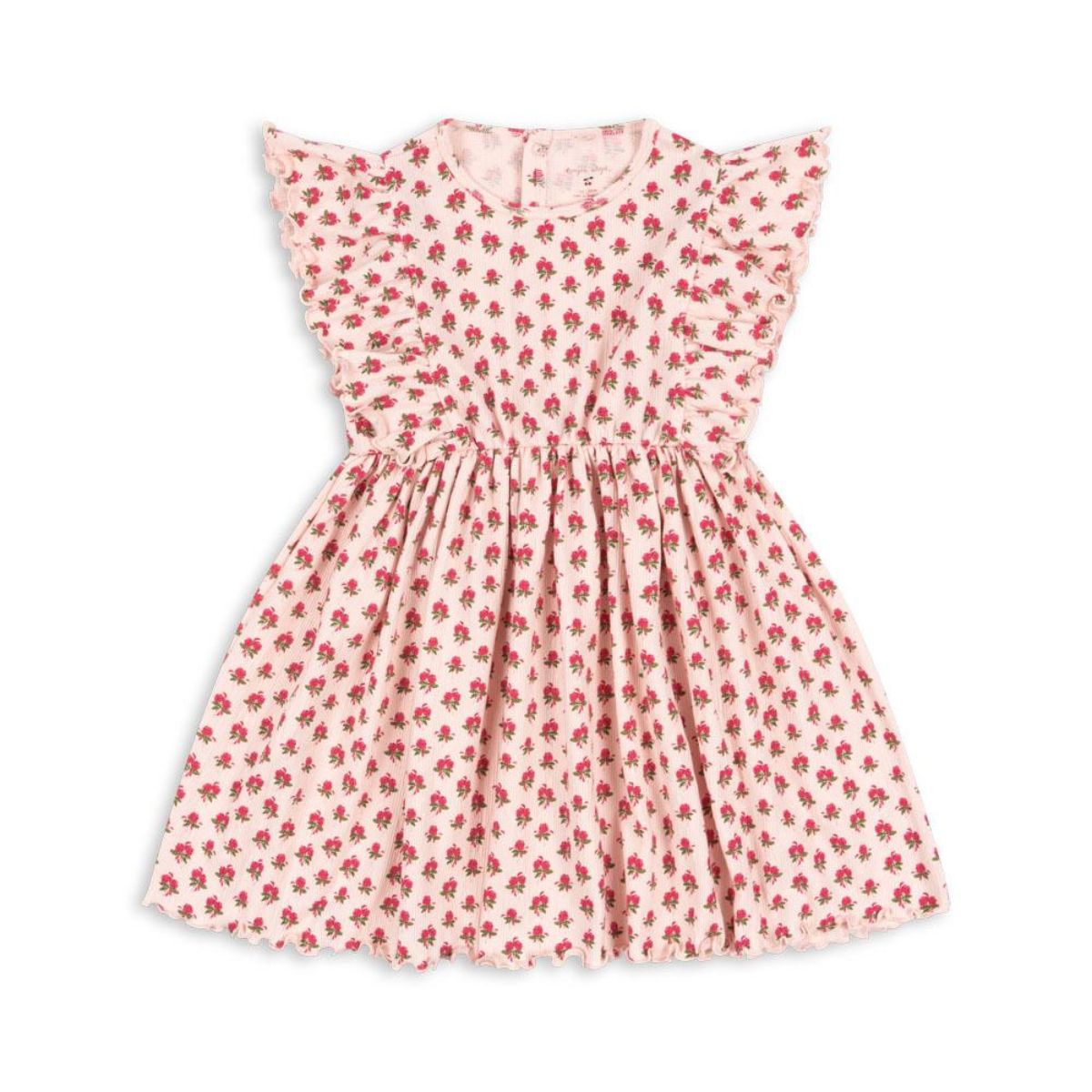 De chleo jurk in de variant rosie rose van het Deense merk Konges Slojd is perfect voor jouw kleine meid! Gemaakt van 94% biologisch katoen, 5% polyester en 1% elastaan, biedt deze jurk een zachte en comfortabele pasvorm. VanZus